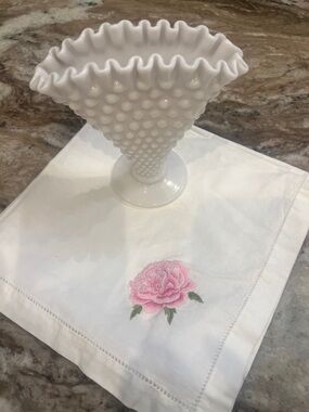 White Hobnail Milk Glass Vase